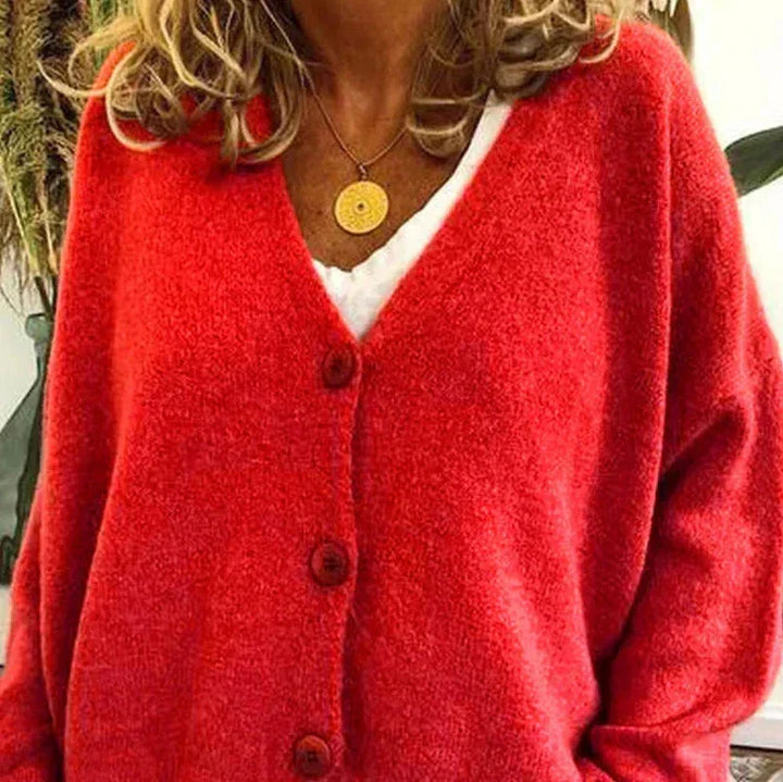 Women's V-Neck Button-Front Knit Cardigan