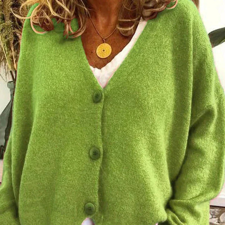 Women's V-Neck Button-Front Knit Cardigan
