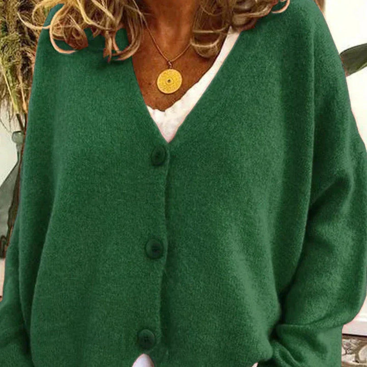 Women's V-Neck Button-Front Knit Cardigan