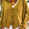 Women's Relaxed V-Neck Three-Button Mohair-Look Cardigan