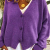 Women's Relaxed V-Neck Three-Button Mohair-Look Cardigan