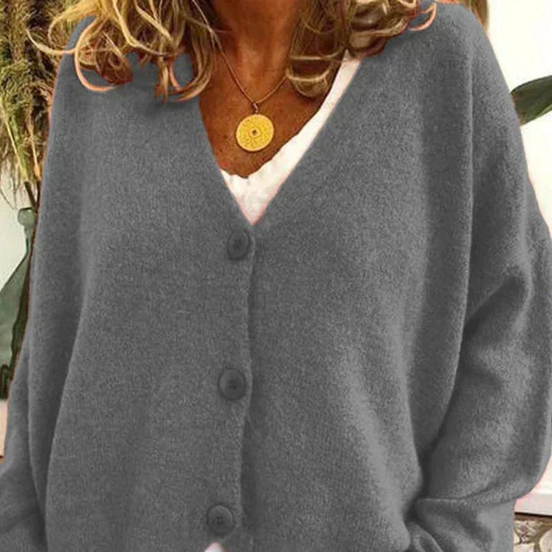 Women's V-Neck Button-Front Knit Cardigan