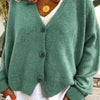 Women's Relaxed V-Neck Three-Button Mohair-Look Cardigan