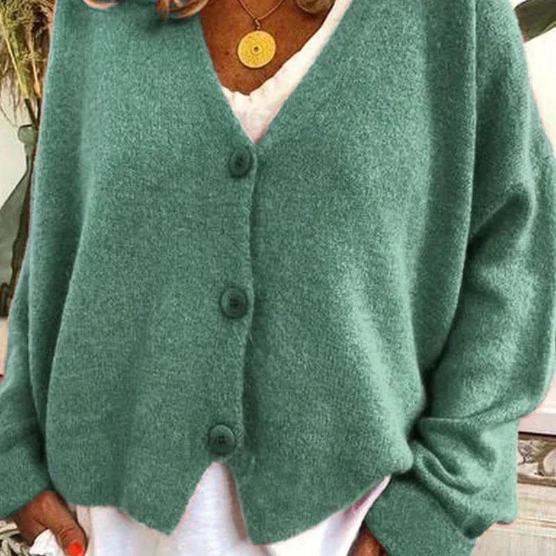 Women's V-Neck Button-Front Knit Cardigan