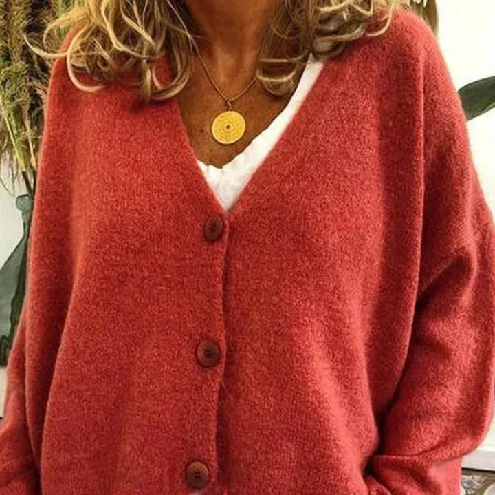 Women's V-Neck Button-Front Knit Cardigan