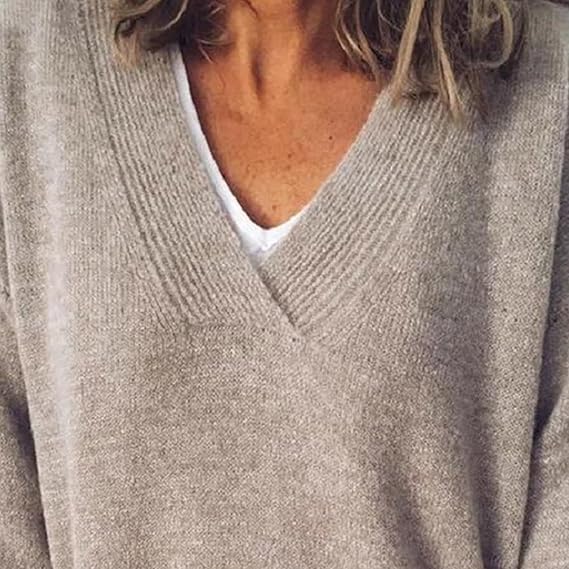 Women's V-Neck Drop Shoulder Knit Jumper