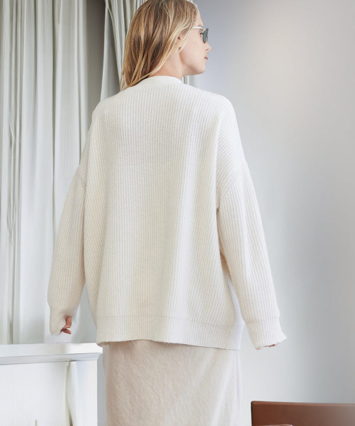 Women's V-Neck Ribbed Button-Front Cardigan