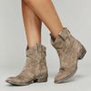 Women's Faux Suede Western Cowboy Ankle Boots with Pointed Toe