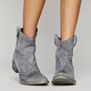 Women's Faux Suede Western Cowboy Ankle Boots with Pointed Toe