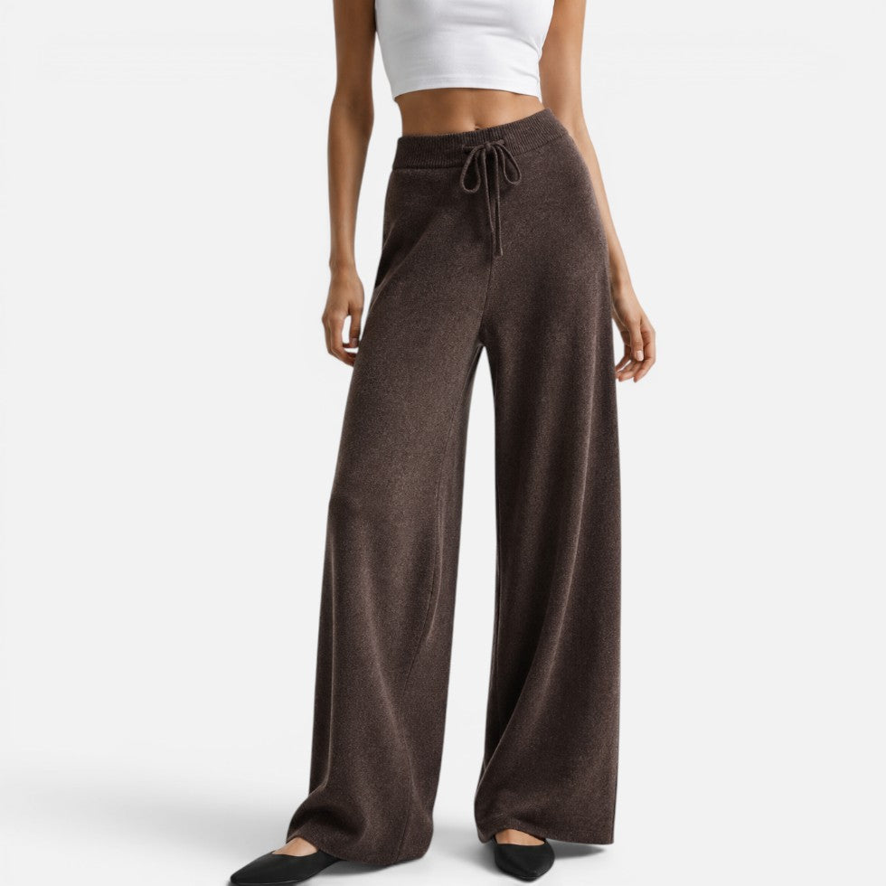 Women's Wide-Leg Drawstring Knit Trousers
