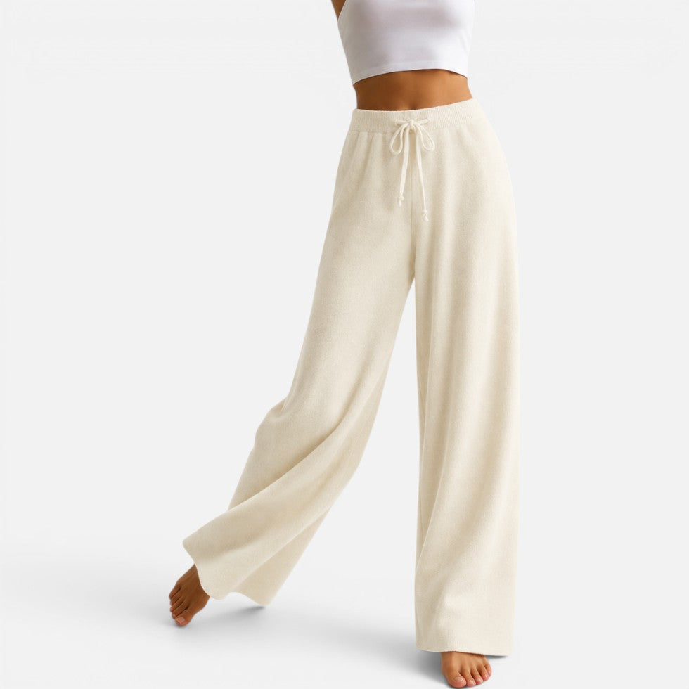 Women's Wide-Leg Drawstring Knit Trousers