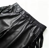 Women's Wide-Leg Faux Leather Trousers with Fringe Detail