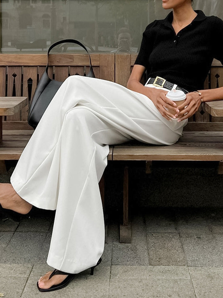 Women's Wide-Leg High-Waist Belted Trousers