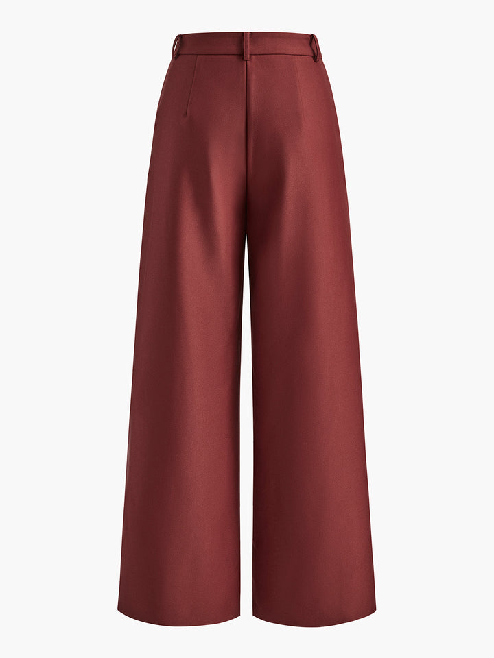 Women's Wide-Leg High-Waist Belted Trousers