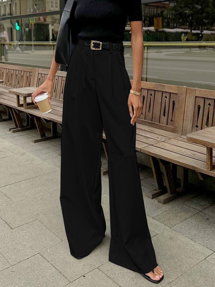 Women's Wide-Leg High-Waist Belted Trousers