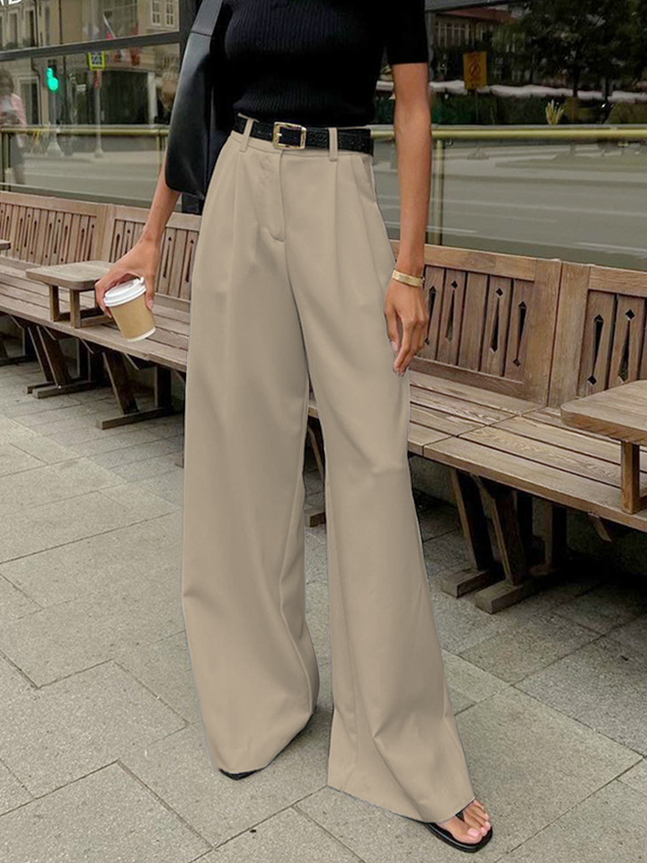 Women's Wide-Leg High-Waist Belted Trousers