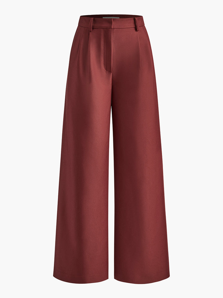 Women's Wide-Leg High-Waist Belted Trousers