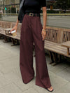 Women's Wide-Leg High-Waist Belted Trousers