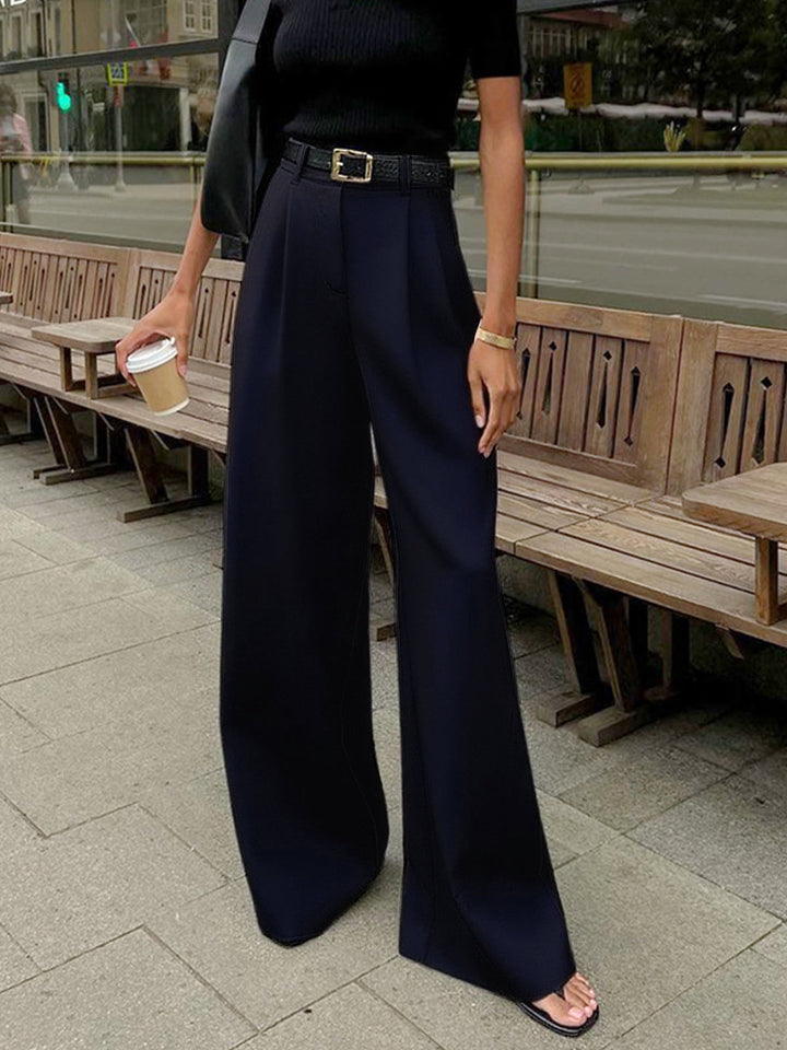 Women's Wide-Leg High-Waist Belted Trousers