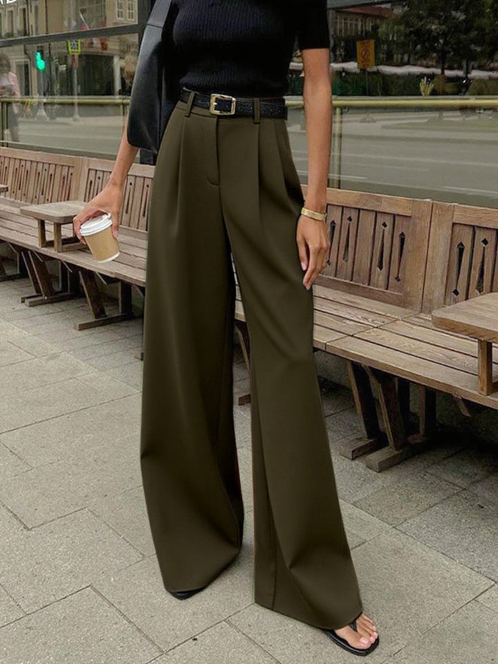 Women's Wide-Leg High-Waist Belted Trousers
