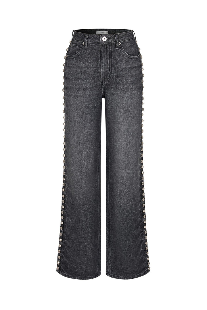 Women's Wide-Leg Stud Detail Jeans