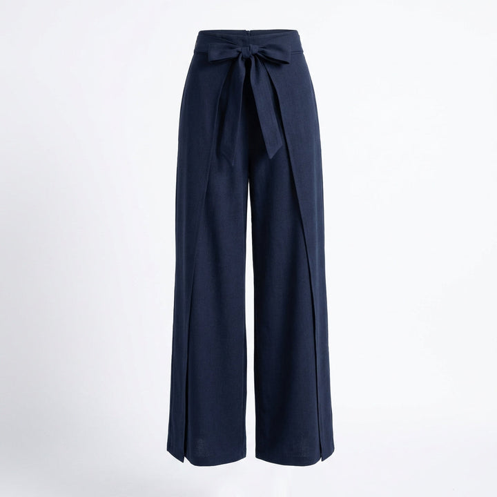 Women's Tie-Waist Wrap Wide-Leg Trousers