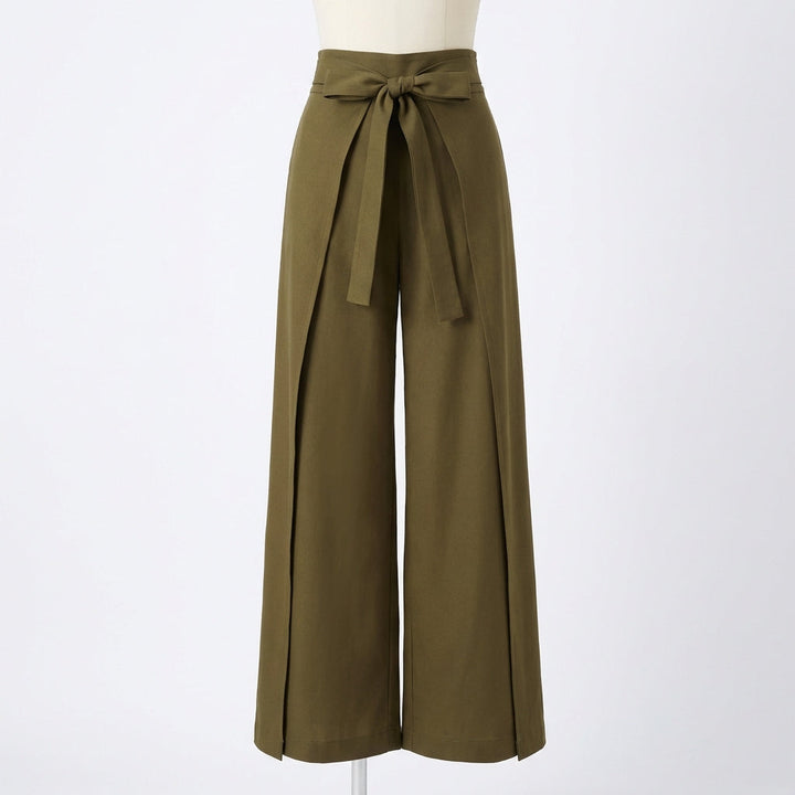 Women's Tie-Waist Wrap Wide-Leg Trousers