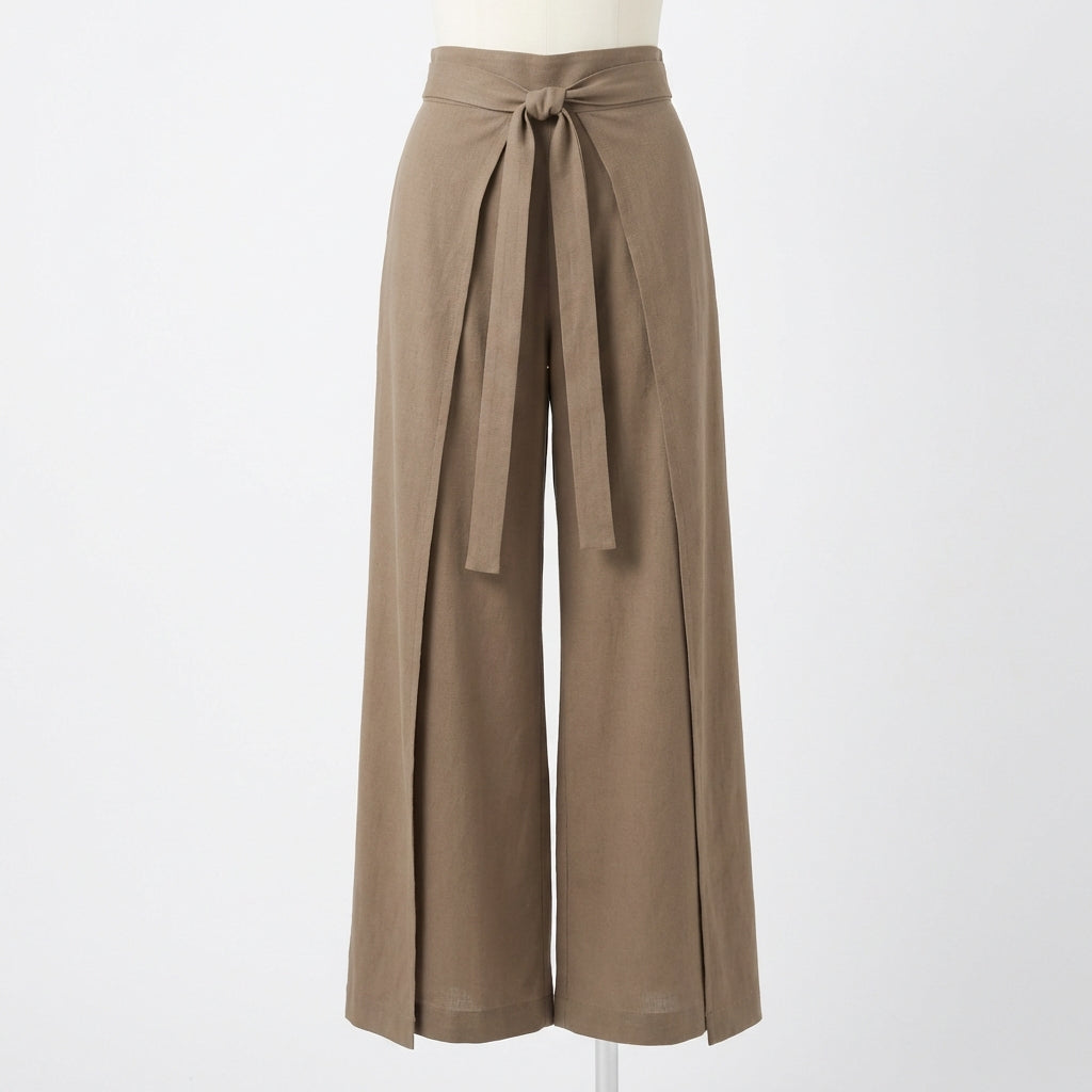 Women's Tie-Waist Wrap Wide-Leg Trousers