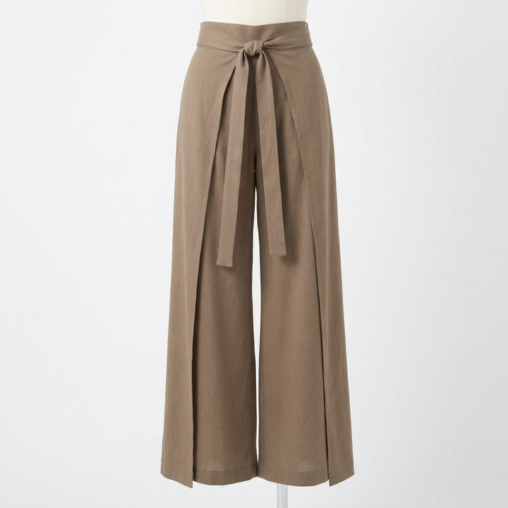 Women's Tie-Waist Wrap Wide-Leg Trousers