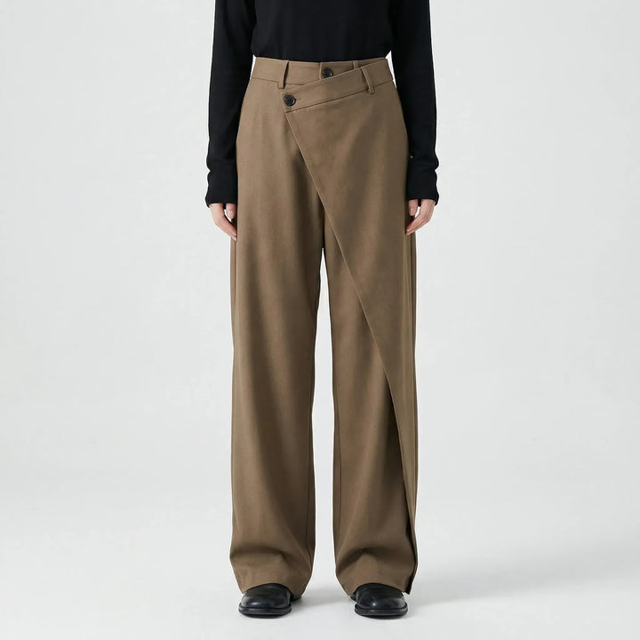 Women's Wide-Leg Trousers with Asymmetric Waist Detail
