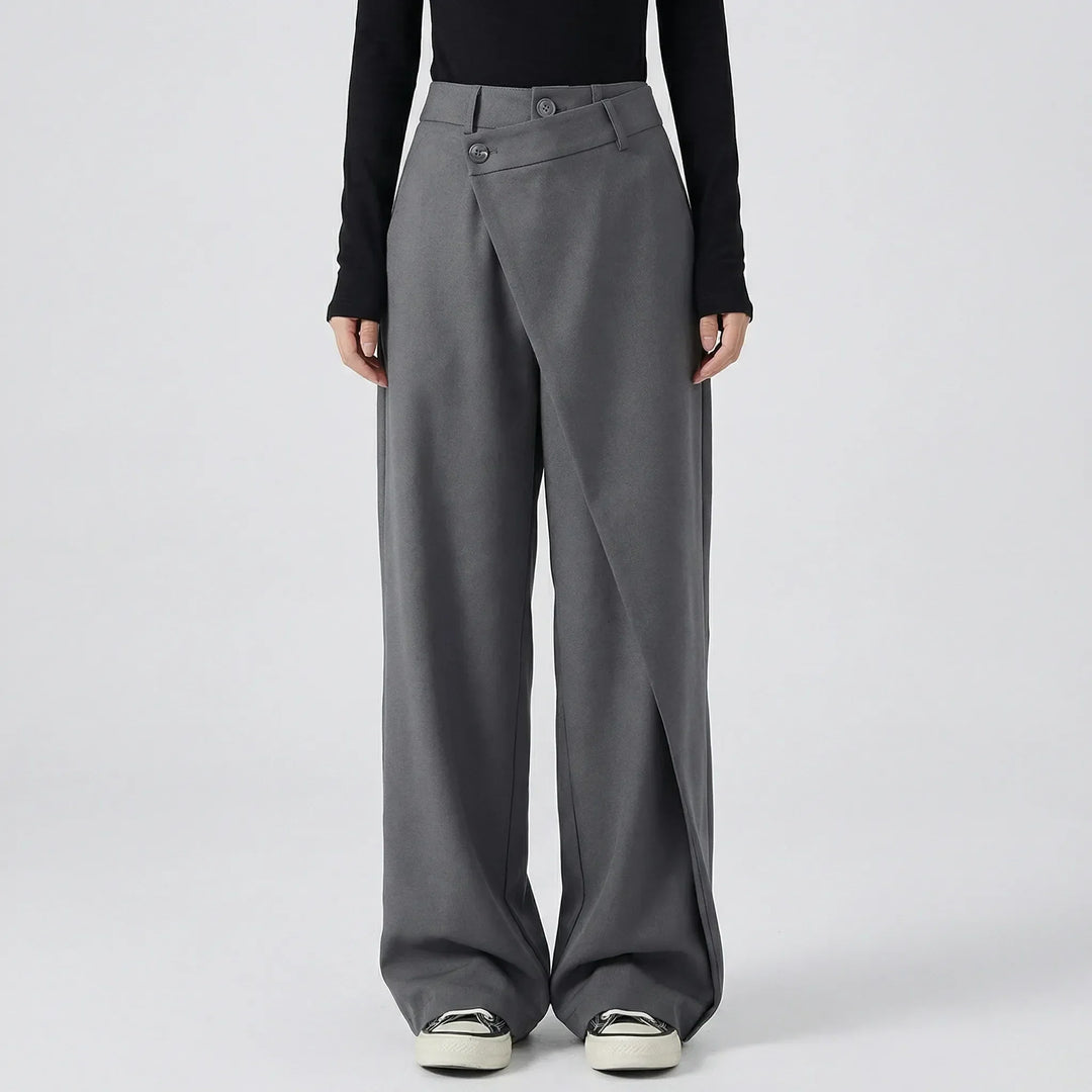 Women's Wide-Leg Trousers with Asymmetric Waist Detail