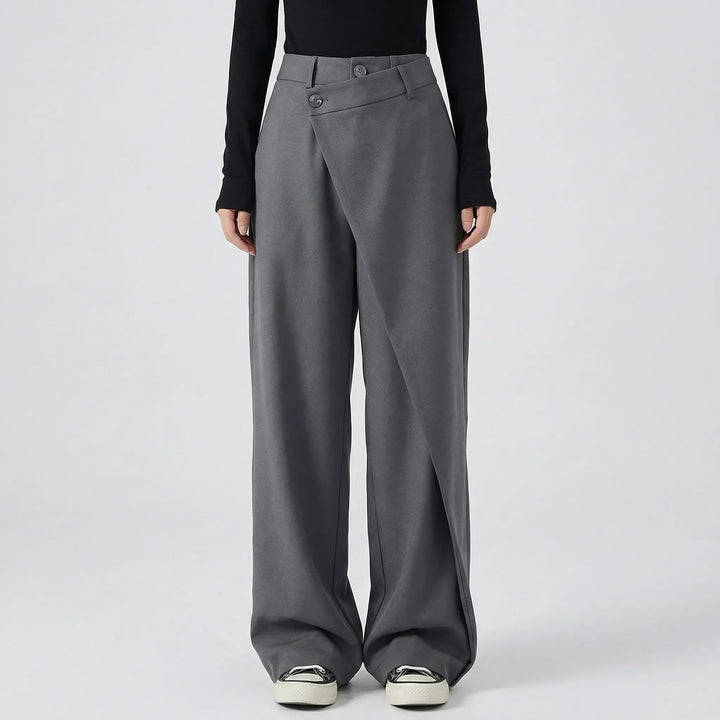 Women's Wide-Leg Trousers with Asymmetric Waist Detail
