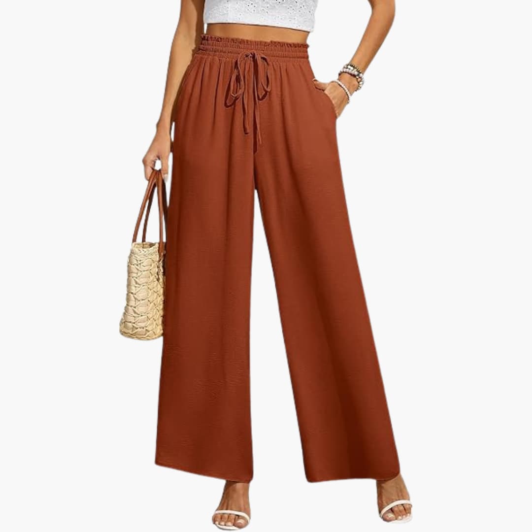 Women's Wide-Leg Trousers with Drawstring Waistband