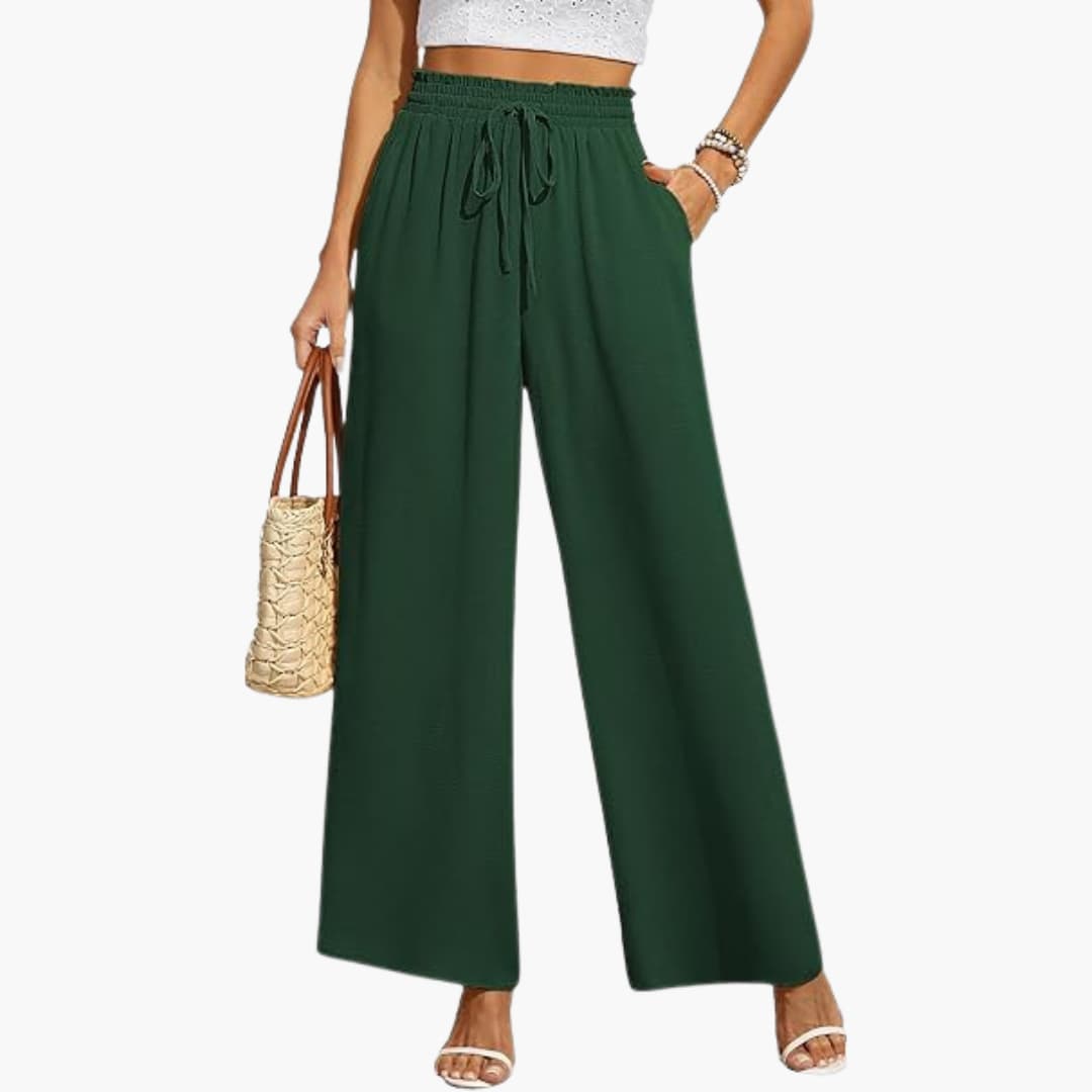 Women's Wide-Leg Trousers with Drawstring Waistband