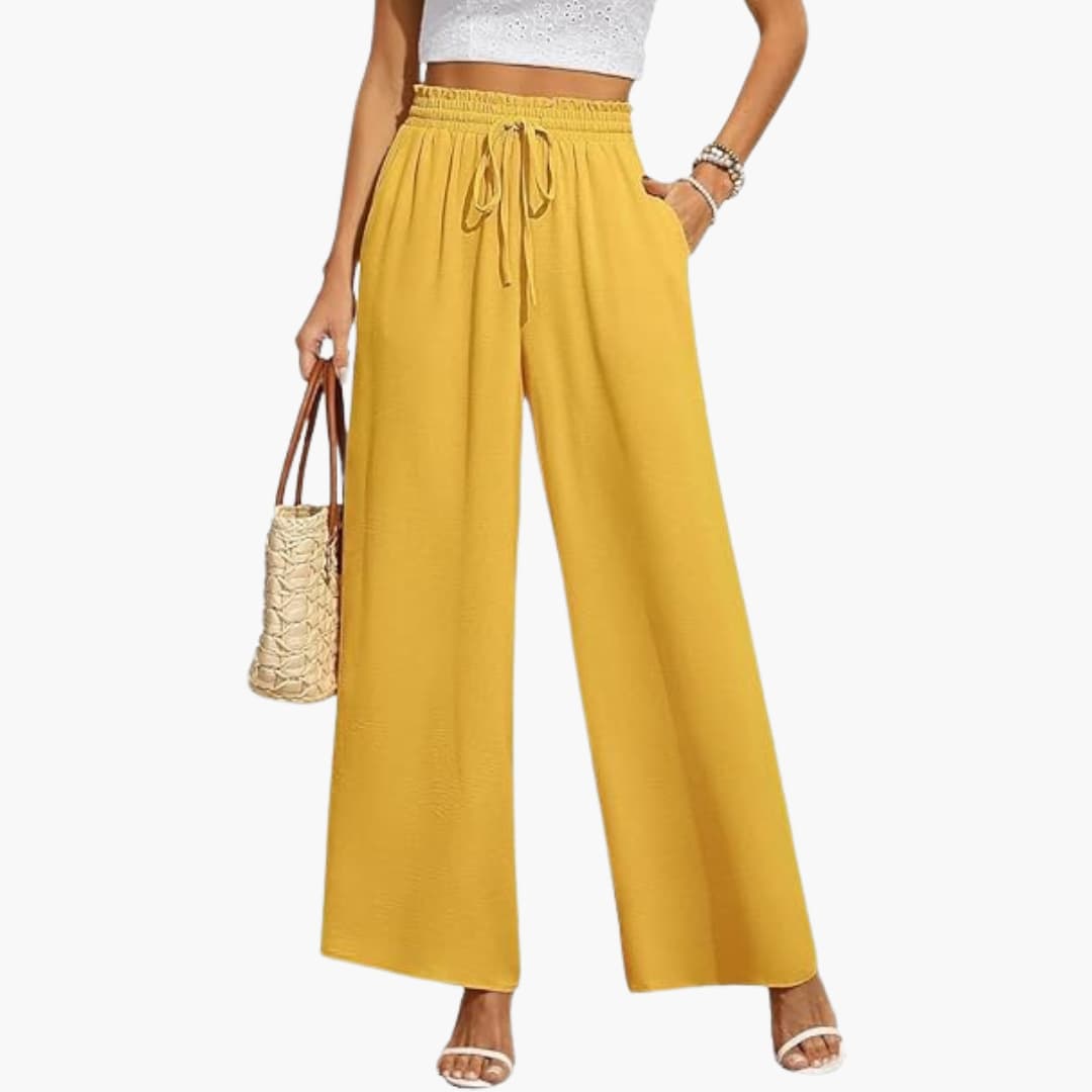 Women's Wide-Leg Trousers with Drawstring Waistband
