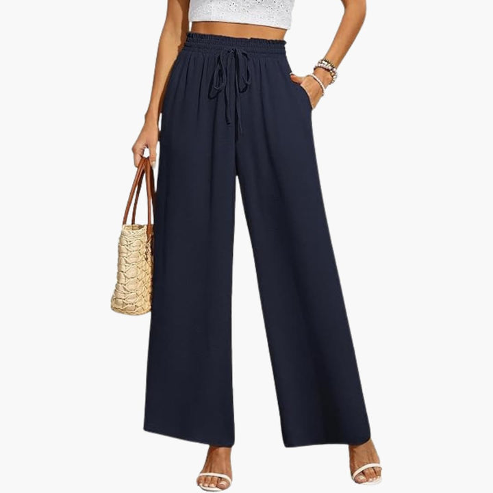 Women's Wide-Leg Trousers with Drawstring Waistband