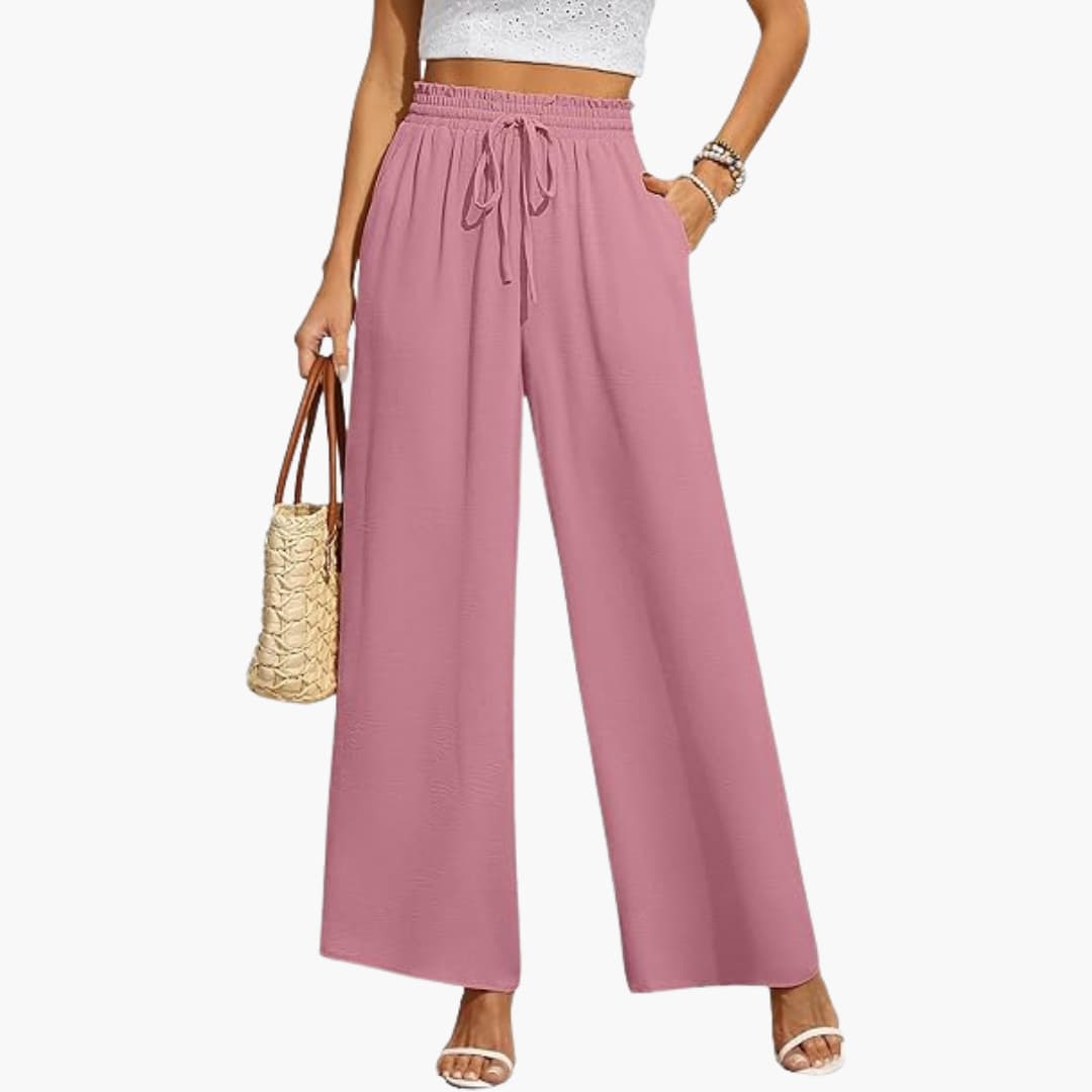 Women's Wide-Leg Trousers with Drawstring Waistband