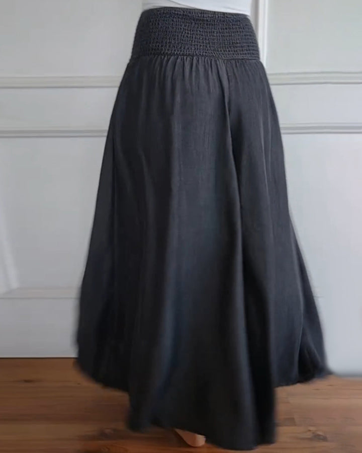Women's Wide-Leg Trousers with Smocked Waistband