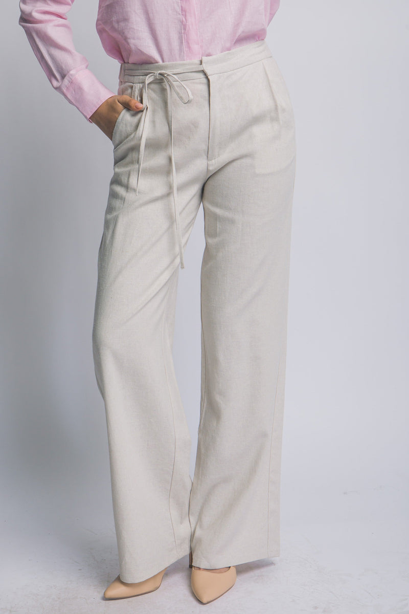 Women's Wide-Leg Trousers With Tie Belt