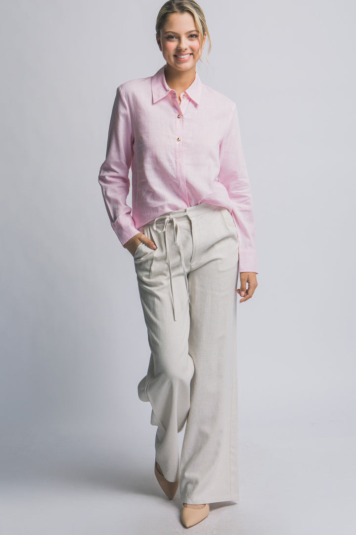 Women's Wide-Leg Trousers With Tie Belt