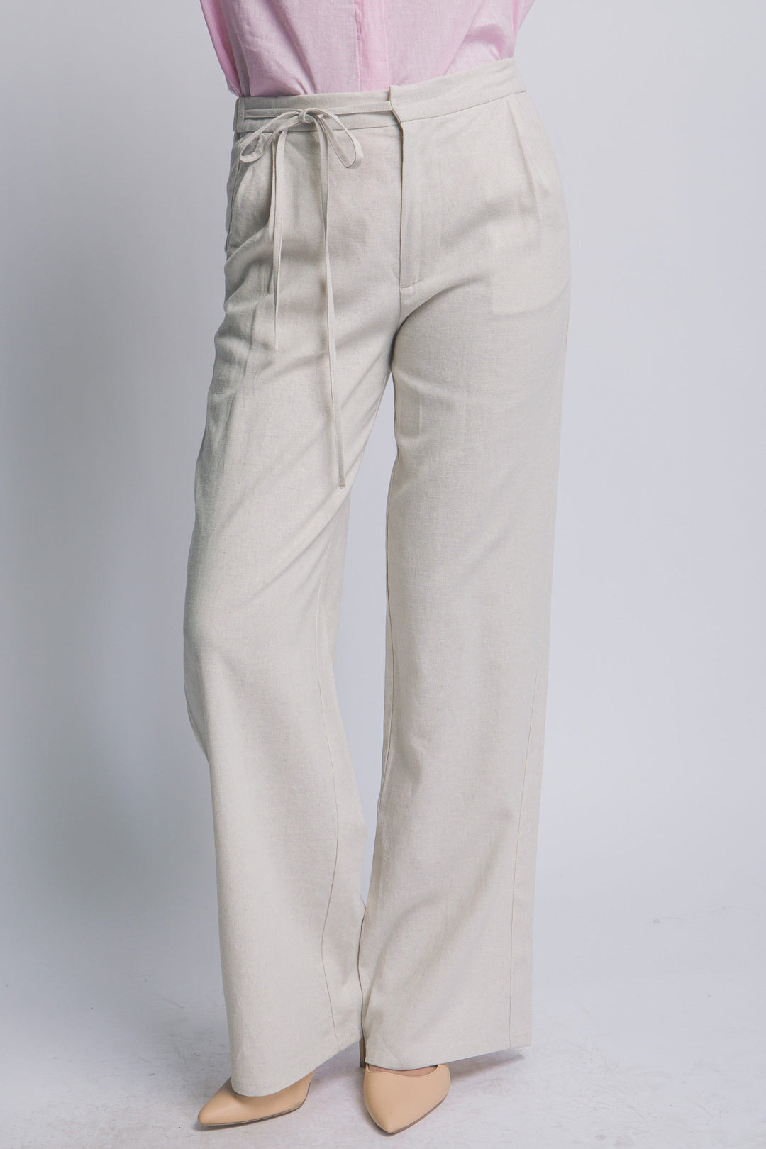 Women's Wide-Leg Trousers With Tie Belt