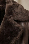 Women's Aviator Jacket with Fur-Trimmed Collar in Brown