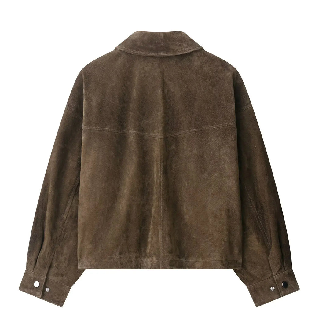 Women's Zip-Up Utility Jacket with Turn-Down Collar